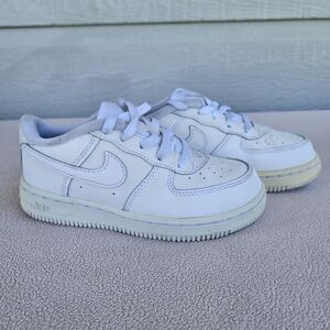 Nike Air Force 1 AF1 Low Triple White Toddler SZ 10C Leather Tie 314194-117